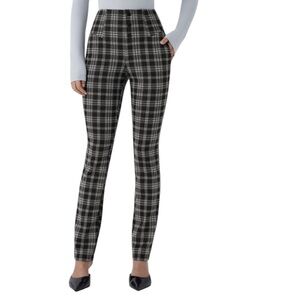 NWT Halara Flex™ High Waisted Decorative Button  Plaid Skinny Work Pants
